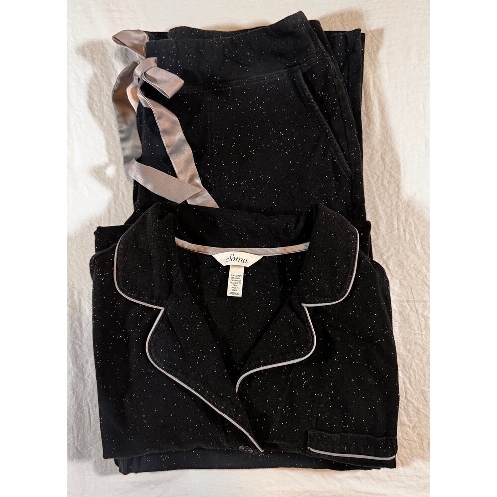 NWOT Soma Embraceable long sleeve pajama set, black color, size Medium